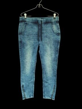 Denizen from Levi's Women's Light Blue Denim Cropped Jogger W/Ankle Zips Size 9